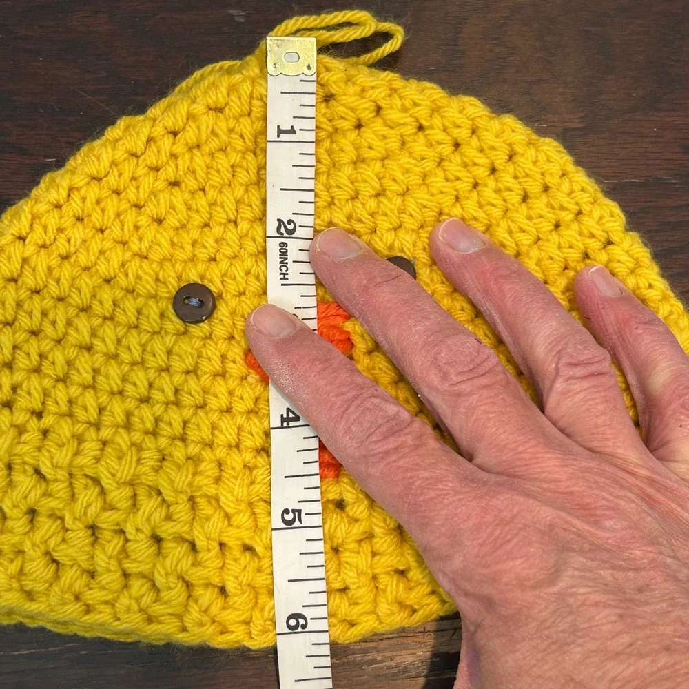 Handmade‎ Crochet Chick Beanie Hat Yellow Knit Animal Bird Kids Baby Toddler
